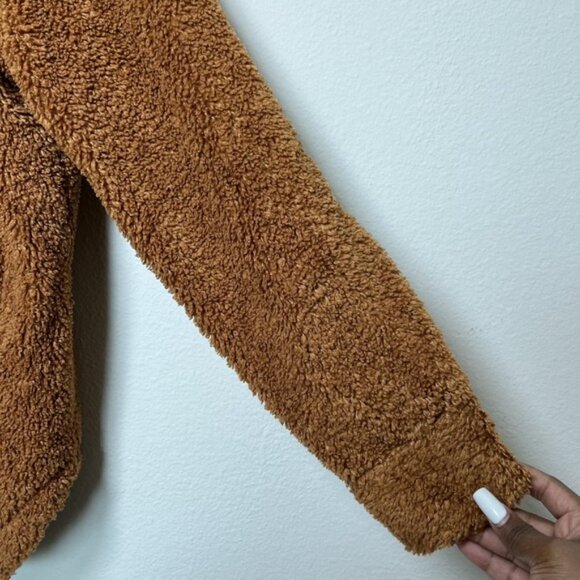 Blank NYC Women Teddy Sherpa Jacket Medium Brown Cinnamon Stick Outdoor Cozy - Picture 4 of 10